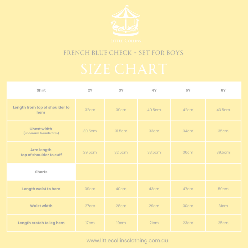 French Blue Check - Set for Boys (2Y-6Y)