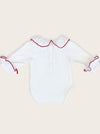 Classic Frill Bodysuit - White and Red (3M-2Y)