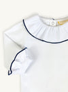 Classic Frill Bodysuit - White and Navy (3M-2Y)