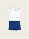 Buster Suit Set - White and Marine Blue two parts set front